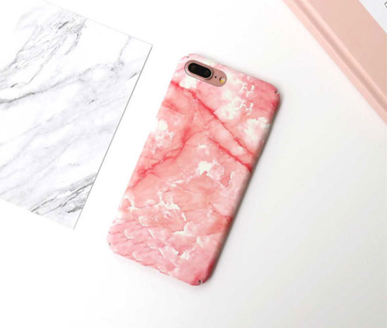 Marble Full Cover Set Θήκη + Tempered Glass Ροζ - iPhone 6 / 6s