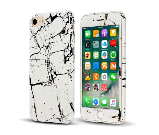 Marble Full Cover Set Θήκη + Tempered Glass Λευκή - iPhone 6 / 6s