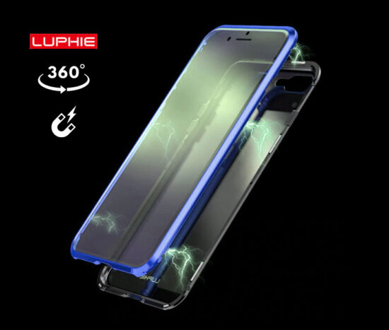 Θήκη 360° Magnetic DUAL Glass LUPHIE Μπλε / Μαύρη - iPhone X/Xs