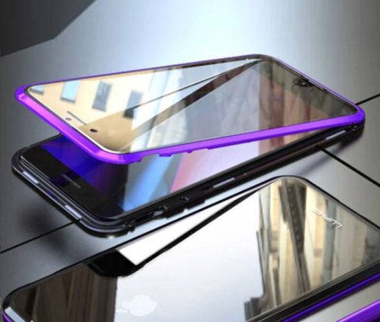 Θήκη 360° Magnetic DUAL Glass LUPHIE Μωβ / Μαύρη - iPhone X/Xs