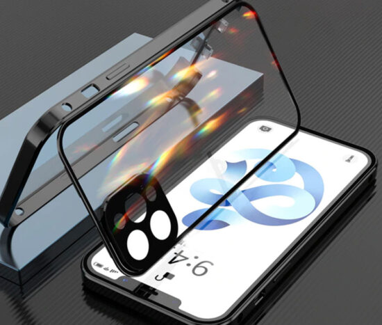 Θήκη 360° Magnetic DUAL Glass Μαύρη + Camera Lens - iPhone 12