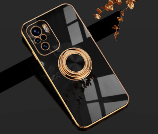 Θήκη Retro Elegance Black με Holder Metallic Ring + 9H Tempered Glass - Xiaomi Redmi NOTE 10